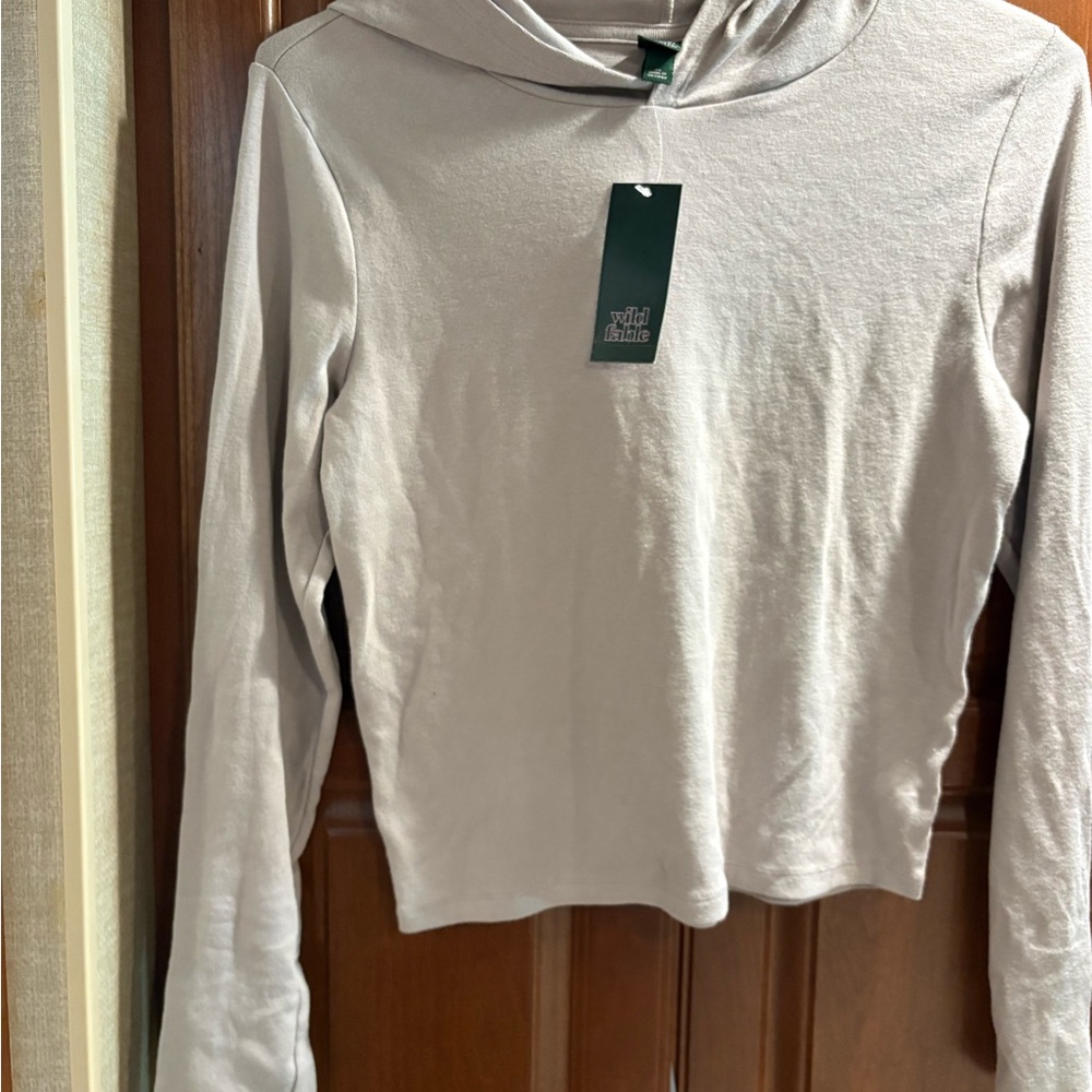 wild fable Beige Hooded Long-Sleeve Top